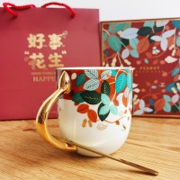 景德镇高白瓷茶杯定制 手绘描金茶杯办公杯